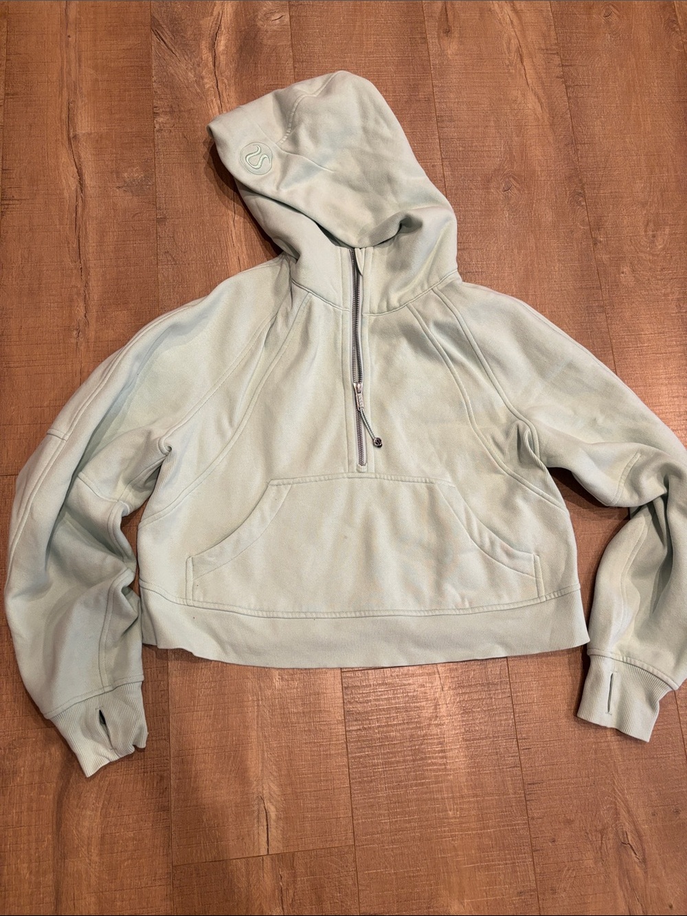 Lululemon 1/2 half zip hoodie hood scuba mint pastel green teal